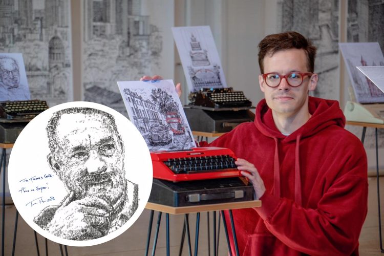 İngiliz ressam daktilo ile sanat yapıyor!