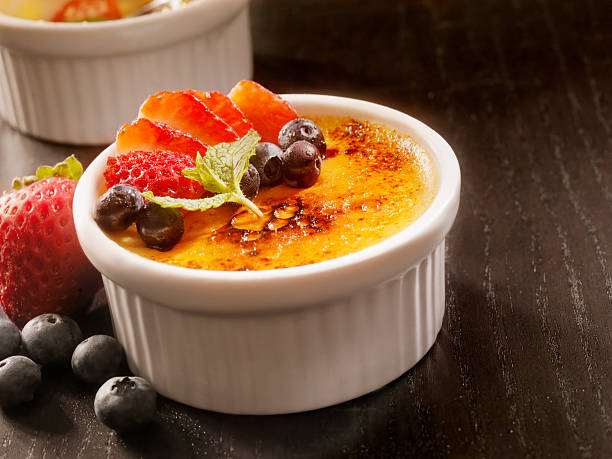 Creme Brulee with Fresh Fruit -Photographed on Hasselblad H3D2-39mb Camera - All Magazine