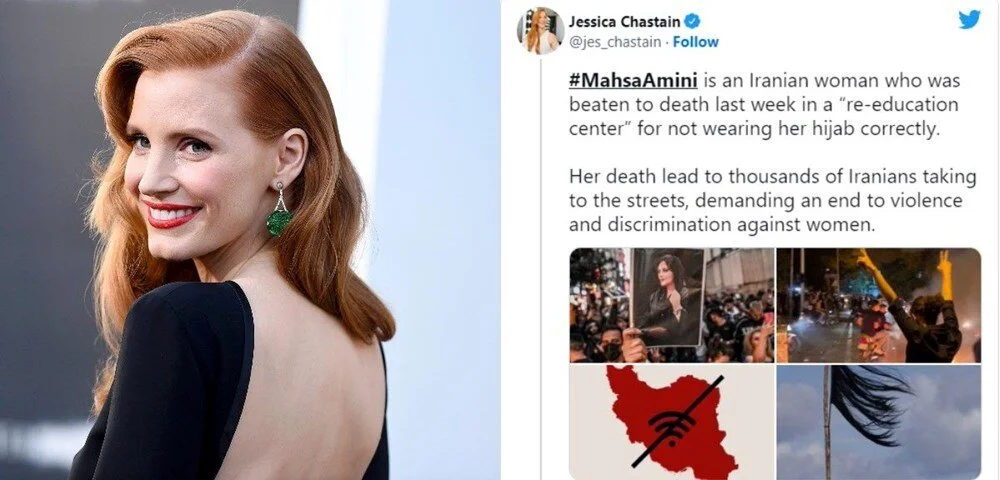 bella hadid, jessica chastain