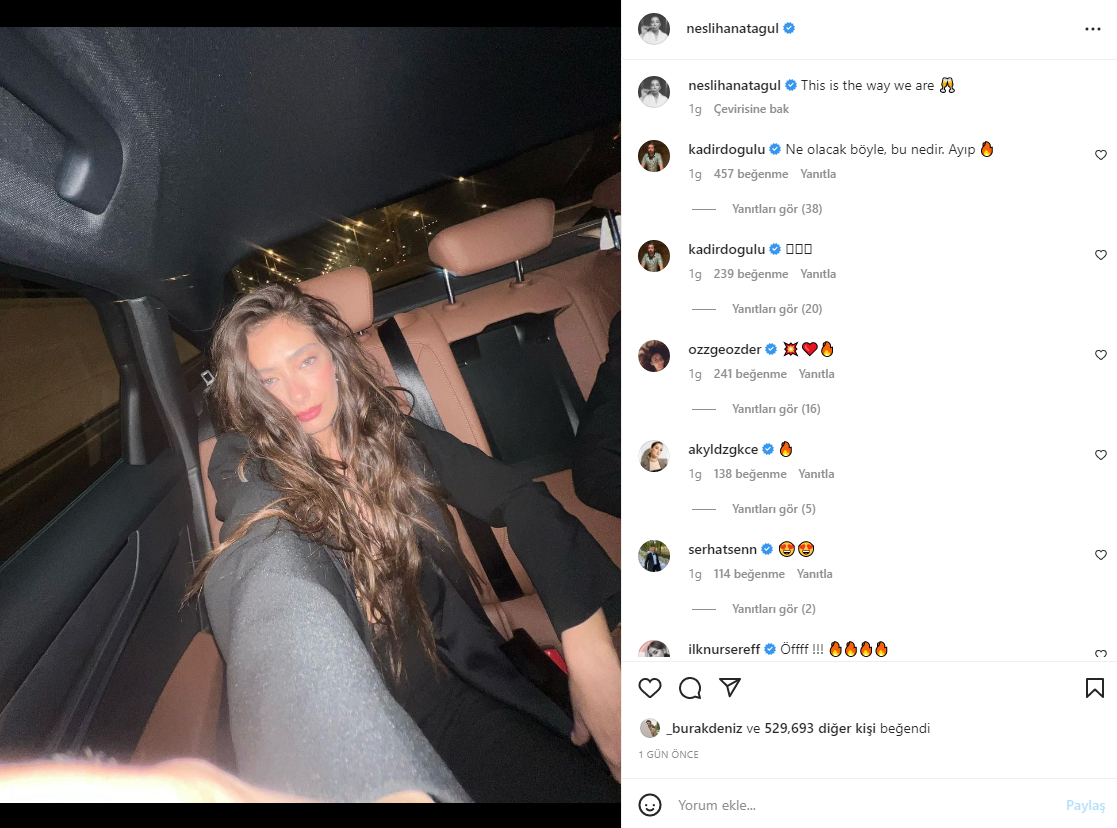 Neslihan Atagül’ün araç pozuna Kadir Doğulu’dan şaşırtan yorum: Ne olacak böyle? Ayıp