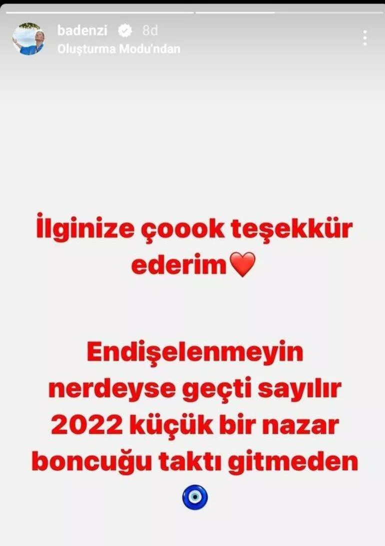 Bade İşçil son paylaşımıyla hayranlarını korkuttu! “Küçük bir nazar boncuğu”