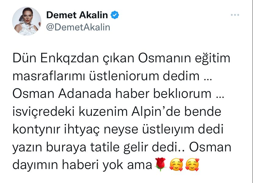 Demet Akalın enkazdan 260. saatte kurtarılan Osman'ın eğitim masraflarını üstlendi