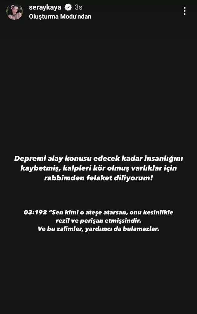 Depremle alay edenleri gören Seray Kaya öfkelendi