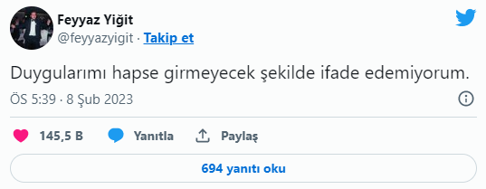 Feyyaz Yiğit'in deprem paylaşımı gündem oldu!