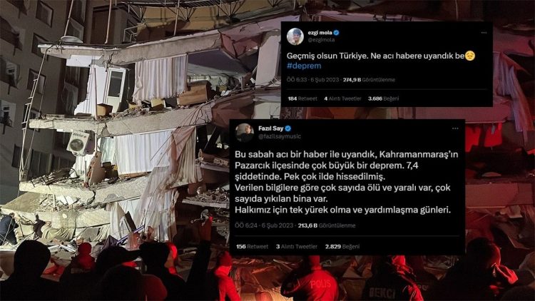 Kahramanmaraş depremi hakkında ünlülerin geçmiş olsun mesajları