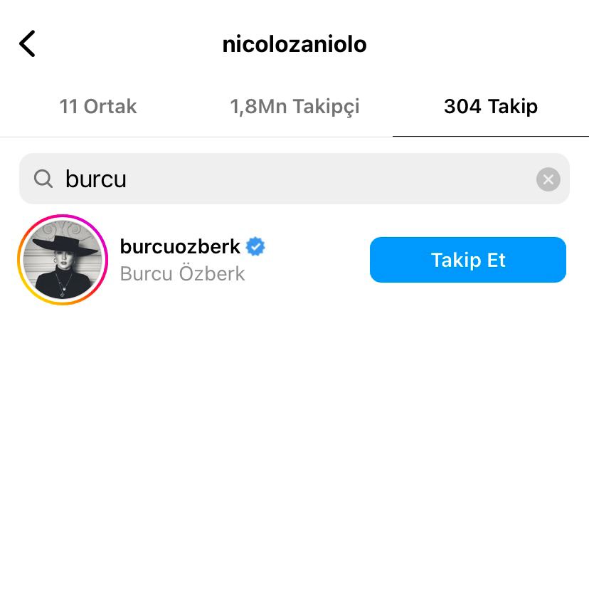 Burcu Özberk'ten dikkat çeken takipleşme